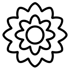 beautiful flower outline isolated in white and black colors