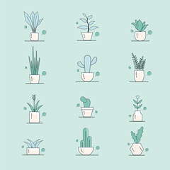 Modern and Unique Plant Illustration Design Set