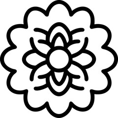 beautiful flower outline isolated in white and black colors