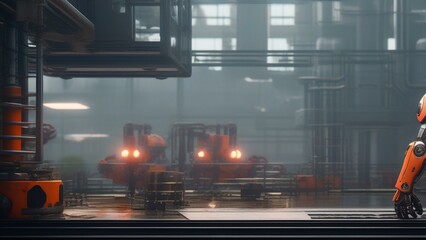 ai robot factory cinematic wallpaper