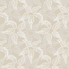 Neutral Colour Tropical Leaf Seamless Pattern Design