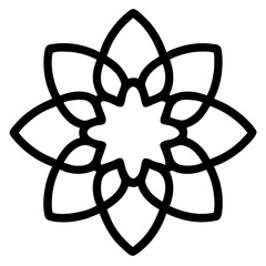 beautiful flower outline isolated in white and black colors