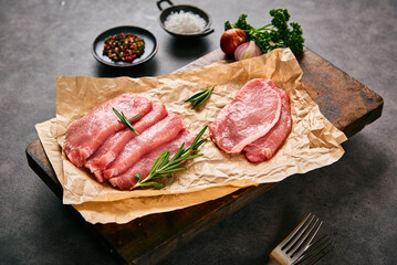 Raw pork party food, BBQ meat, set meat