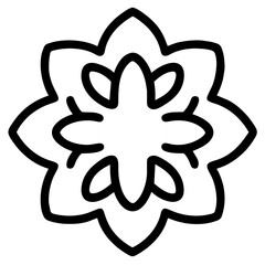 beautiful flower outline isolated in white and black colors