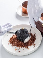 chocolate dessert with chocolate grains