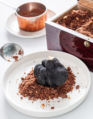 chocolate dessert with chocolate grains
