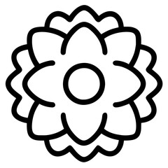 beautiful flower outline isolated in white and black colors