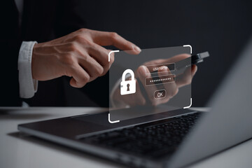 cybersecurity concept,user privacy security and encryption, Future technology web services for business, Data protection technology. Online internet access cyber attack and business data privacy.