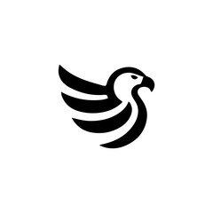 Simple Flat Eagle Logo Symbol on White Background