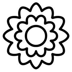 beautiful flower outline isolated in white and black colors