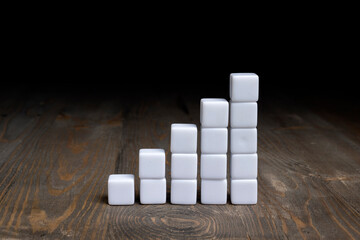 Closeup view of small cubes with stairs pattern