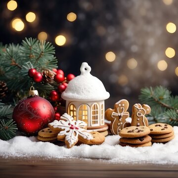 christmas cookies and christmas tree