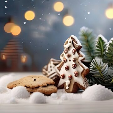 christmas cookies and christmas tree