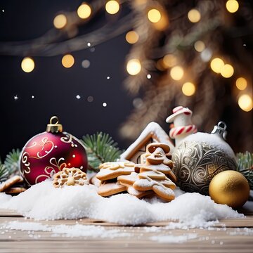 christmas cookies and christmas tree