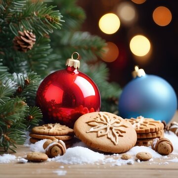 christmas cookies and christmas tree