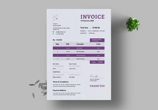 Minimalist Invoice design