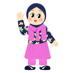 cute muslim girl saying hello