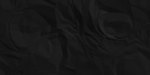 Dark black craft wrinkly paper crumpled texture. black fabric textured crumpled grunge paper background. panorama black paper texture background, crumpled pattern texture background. - obrazy, fototapety, plakaty