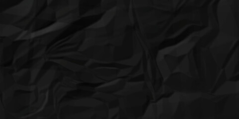 Dark black craft wrinkly paper crumpled texture. black fabric textured crumpled grunge paper background. panorama black paper texture background, crumpled pattern texture background.