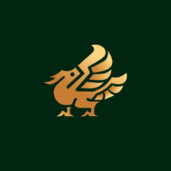 golden dragon logo design. chinese dragon icon ilustration
