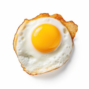 Fried egg isolated on white background on top view food cooking photo object design