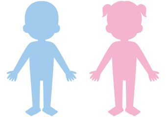 男の子と女の子のシルエット