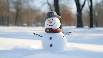 Snowman in winter and Christmas festival.