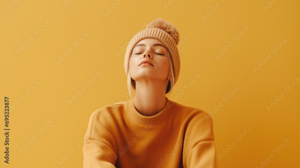 Canvas Prints A woman wearing a hat and a sweater. This versatile image can be used to portray various concepts and themes