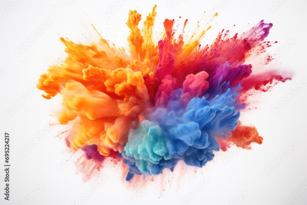 Poster a detailed view of a colored substance on a plain white surface. perfect for various creative projec