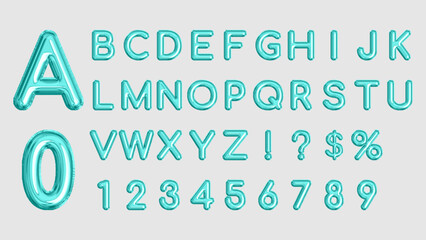 Cyan  Balloon Letters And Numbers