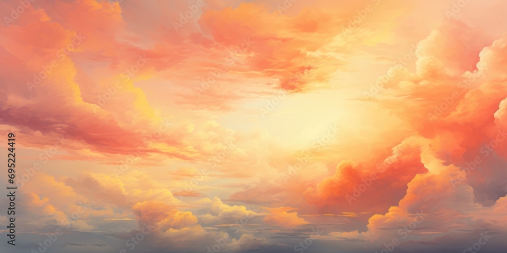Poster a plane is seen flying through a cloudy sky over a body of water. this image can be used to depict t