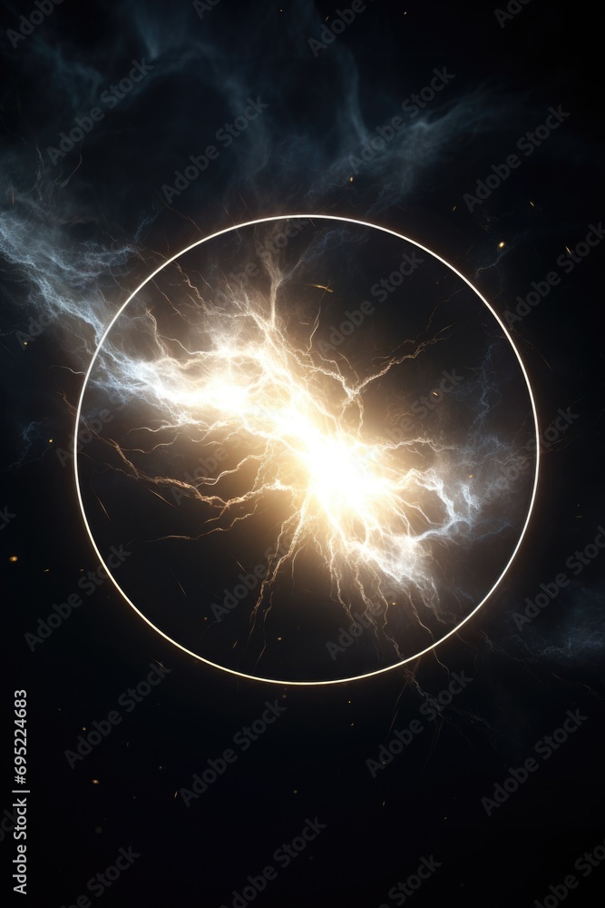 Aufkleber A picture of a circular object with lightning in the middle. This image can be used to depict energy, power, or a futuristic concept