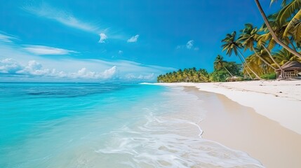 Beautiful tropical beach with white sand and palm trees