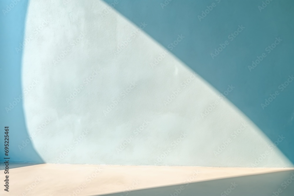 Poster a white and blue wall with a shadow. can be used as a background or texture