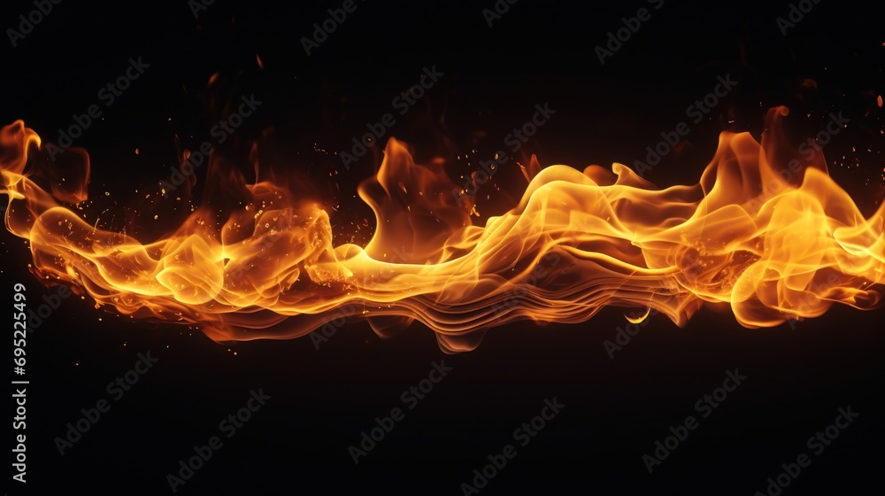 Aufkleber A close-up view of a fire burning brightly against a black background. Perfect for adding a touch of warmth and energy to any design or project