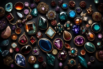 Foto op Canvas Lustrous gemstones embedded in a tapestry of velvet shadows. © Sumia