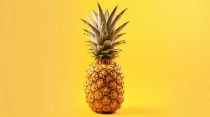 A pineapple on a yellow background. Can be used to add a pop of color to tropical-themed designs