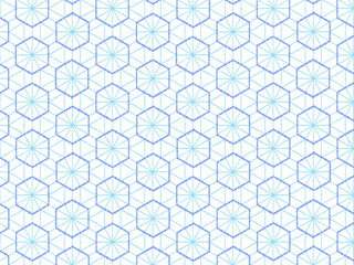 でこぼこした線の刺し子図案雪形亀甲文様背景透過
