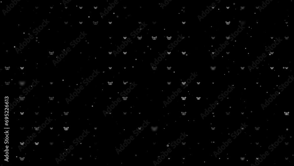 Poster template animation of evenly spaced homosexual symbols of different sizes and opacity. animation of 