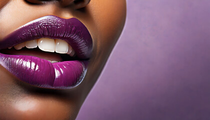 Vibrant Violet: Closeup of Womans Glossy Lips