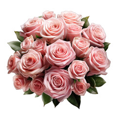 Pink Rose Flowers in Floral Arrangement Isolated on Transparent or White Background, PNG