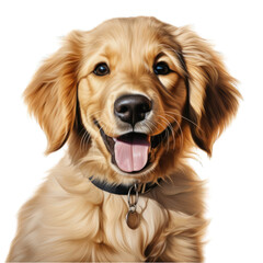 Golden Retriever Puppy Isolated on Transparent or White Background, PNG