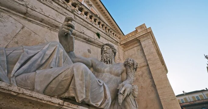 Talking statues of the capital of Italy, Rome. The old architecture of the historic city center. High quality 4k footage