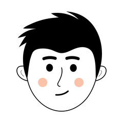 Doodle human face of man. Cute outline character avatar. Vector linear illustration.