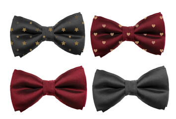 Set of bow ties with star and love texture