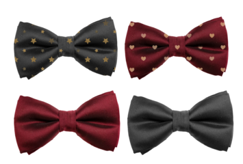 Set of bow ties with star and love texture