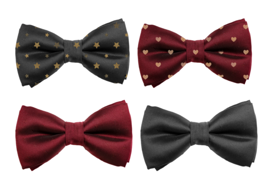 Set of bow ties with star and love texture