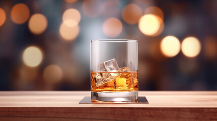 a glass of whiskey on the table, premium spirits