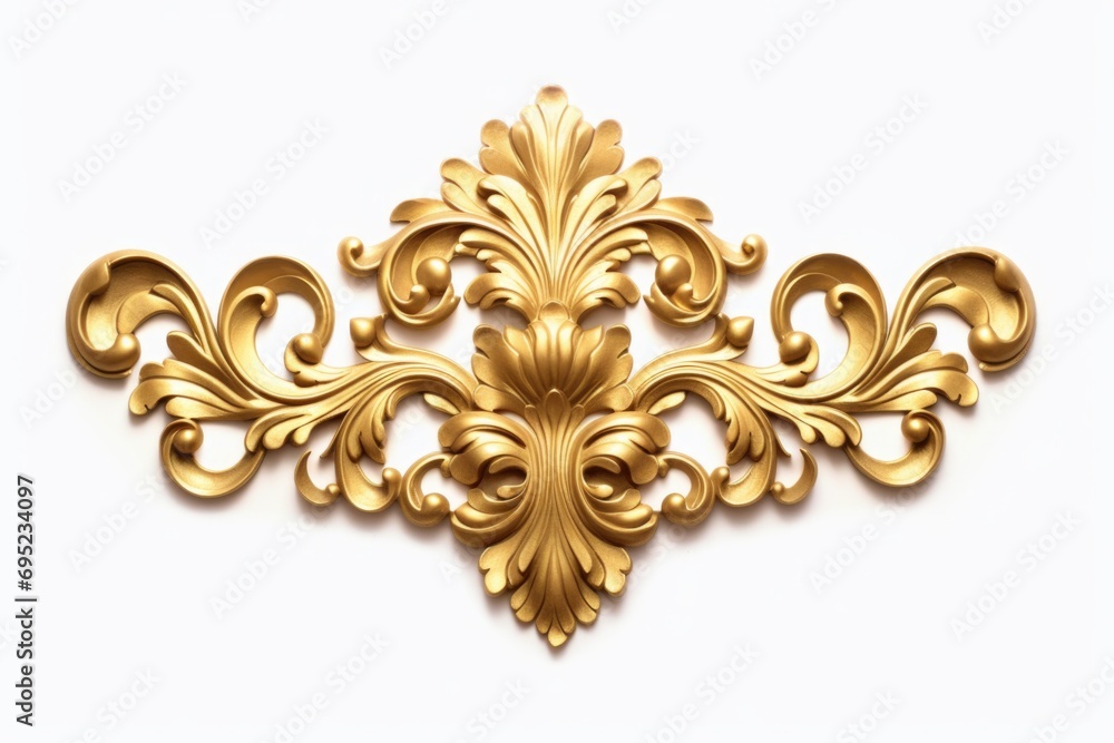 Poster A gold ornate design on a clean and simple white background. Perfect for adding a touch of elegance and sophistication to any project