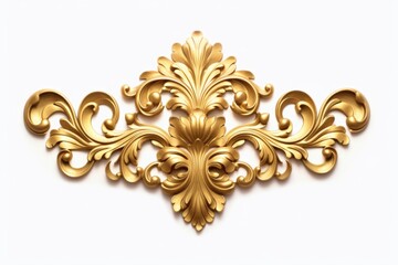 A gold ornate design on a clean and simple white background. Perfect for adding a touch of elegance and sophistication to any project